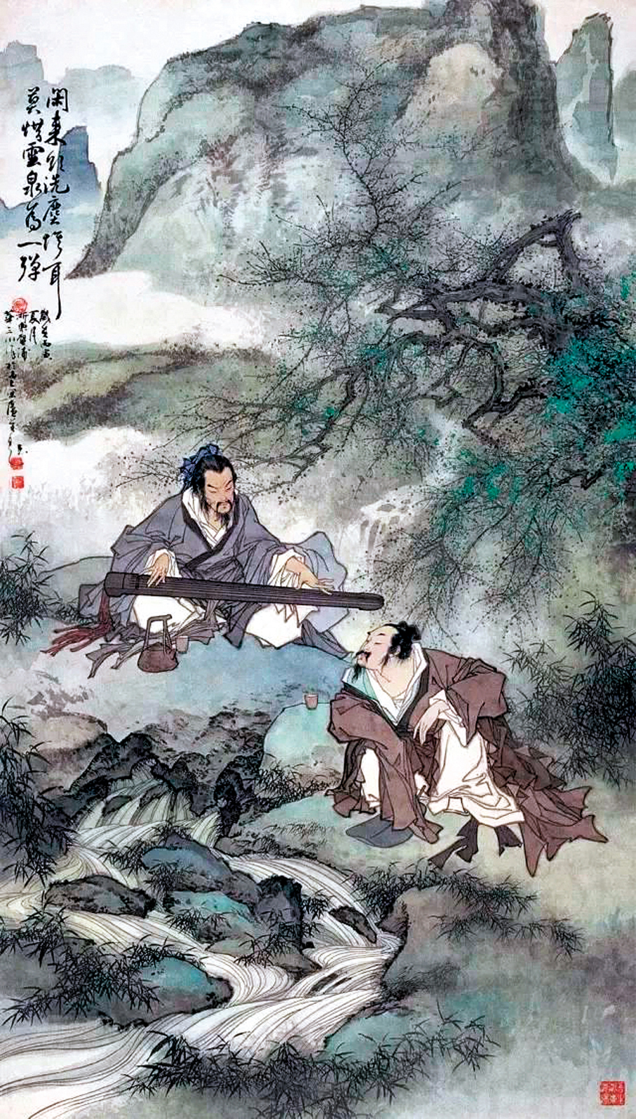 ●圖為華三川畫作《雲泉知音》。 資料圖片