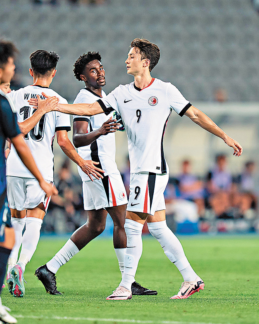 ●安永佳攻入港隊唯一入球，稍稍挽回顏面。 足總圖片