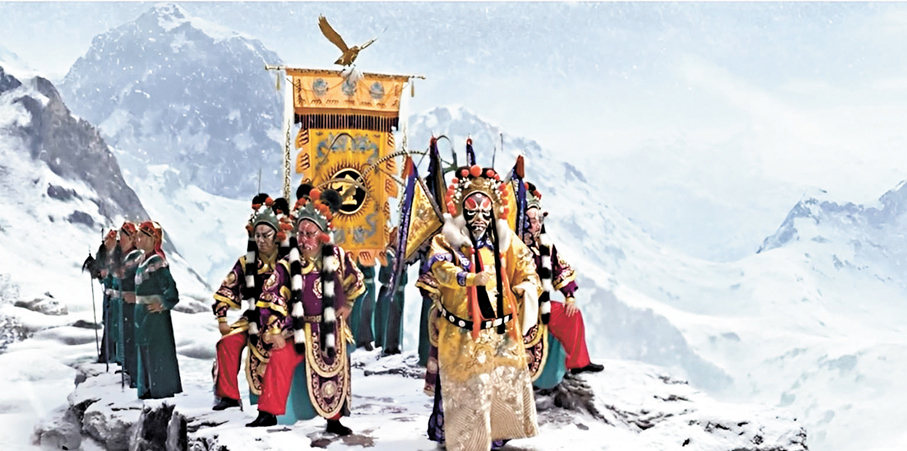 ●《安國夫人》運用AI生成金兀朮雪山發兵場景。 視頻截圖