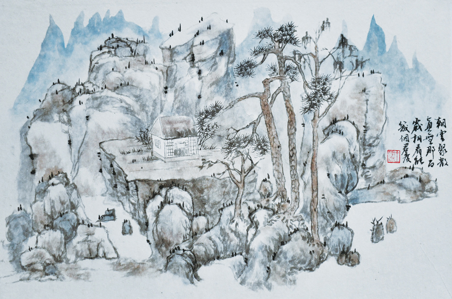 ●朝雲聚散（中國畫）。