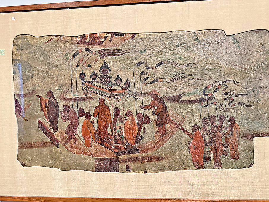 ●修復後的敦煌壁畫如今陳列在哈佛大學藝術博物館裏。 作者供圖