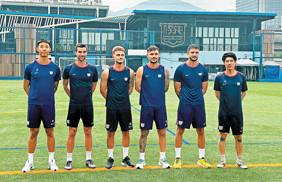 ●傑志六名新兵（左起）龐焯熙、利亞拿、比迪、肯迪、阿祖安及神田夢實亮相傳媒日。