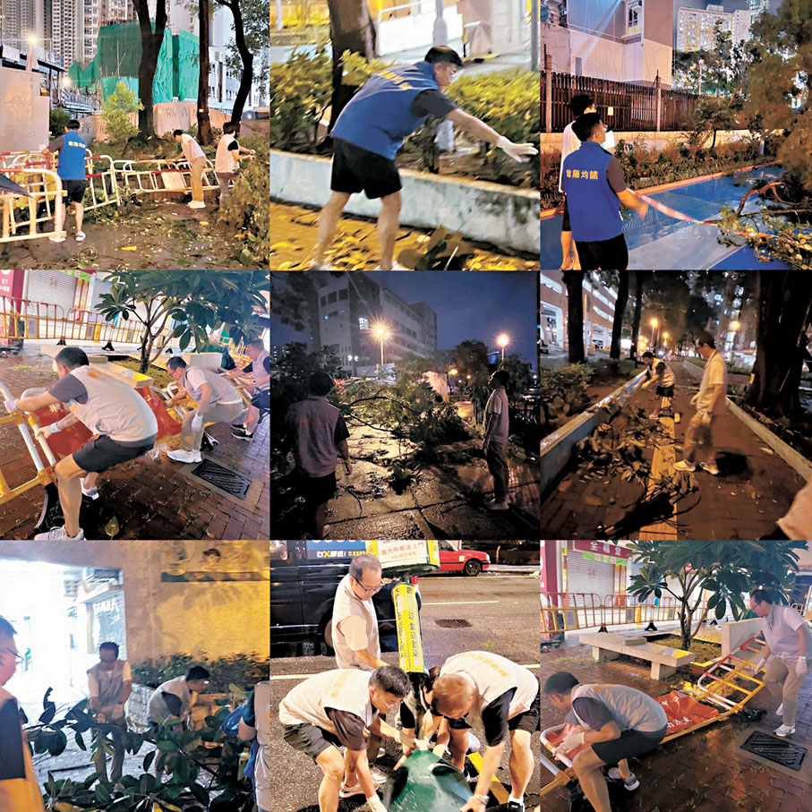 ●觀塘區啟業關愛隊主動清理區內主要通道的倒塌樹枝。 觀塘區區議員歐陽均諾Fb圖片
