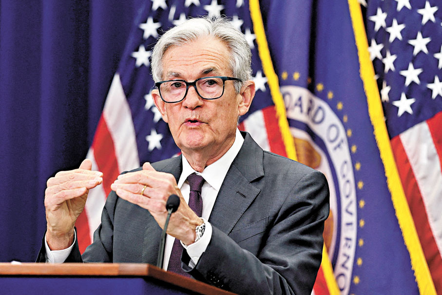 ●鮑威爾在記者會上強調聯儲局的獨立性。 路透社