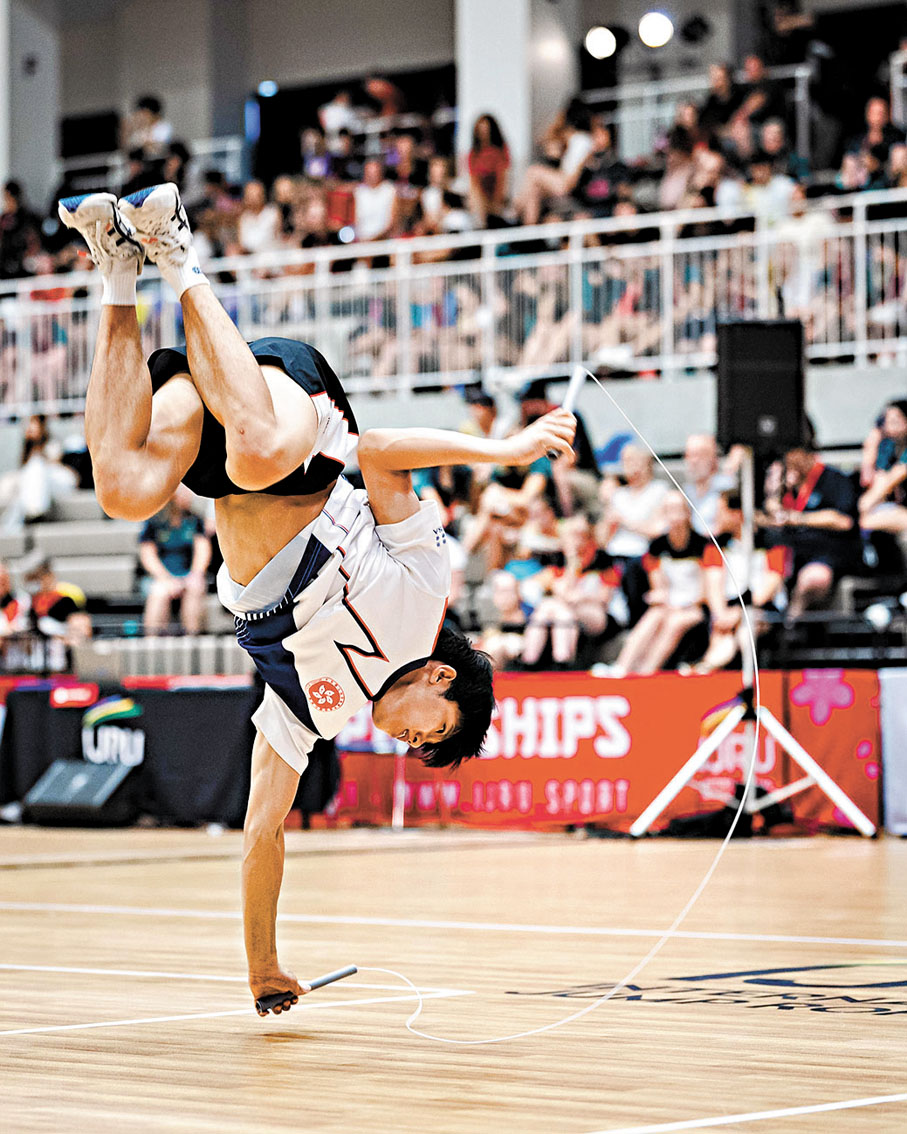 ●港隊男子組的黃天佑有四項晉身決賽。 中國香港跳繩總會圖片