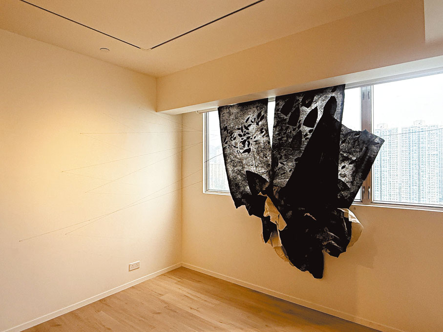 ●《開陽》，2025，225×310×220cm，手工紙、墨、金屬線