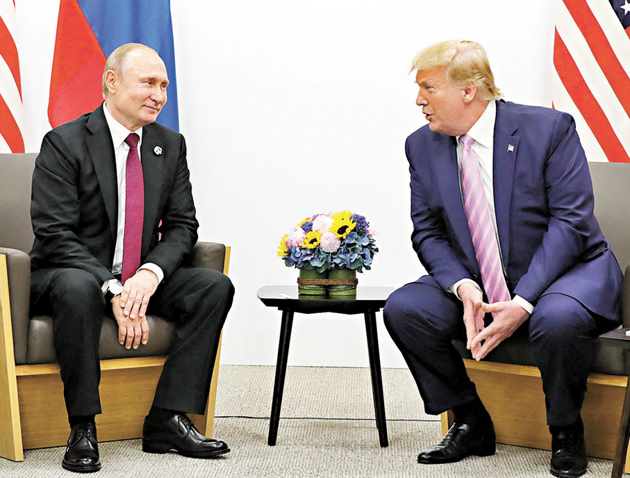 ●普京（左）和特朗普於2019年G20峰會會面。 法新社