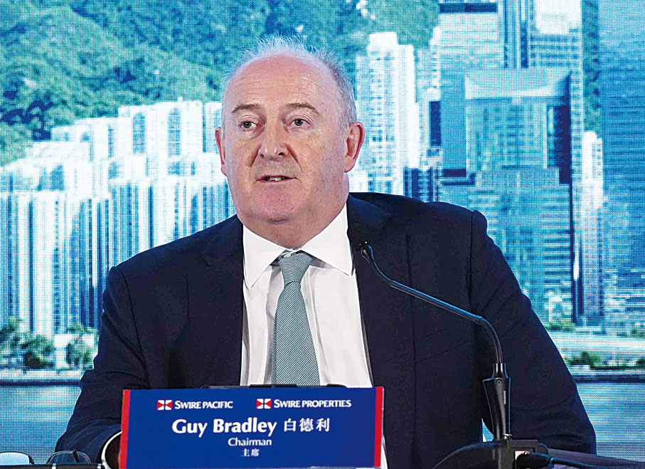 ●太古公司主席白德利表示，集團將一如既往繼續投資香港及大灣區，維持長遠發展策略不變。香港文匯報記者曾興偉  攝
