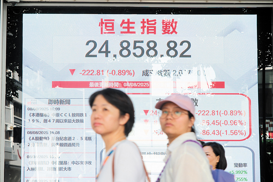 ●恒指昨跌幅0.89%。 中通社
