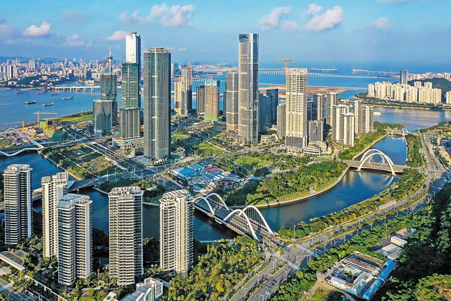 ●目前城市體系相對比較成熟的是長三角和粵港澳大灣區這兩個大型城市群。圖為珠海橫琴金融島。  資料圖片