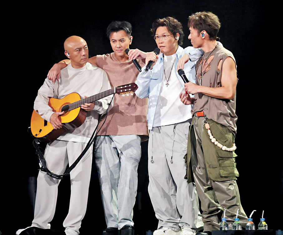 ●左起：張衛健、梁漢文、蘇永康和許志安相識數十載，兄弟情深。 