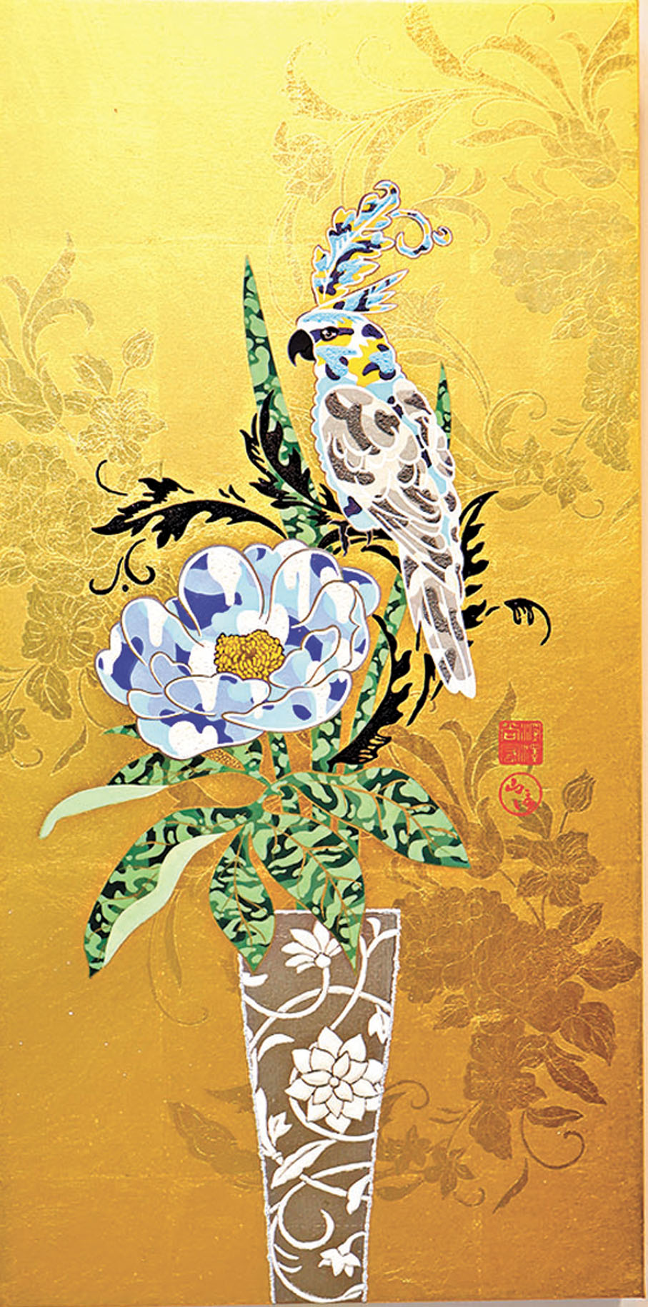 ●深沢尚宏《Parakeet and peony》