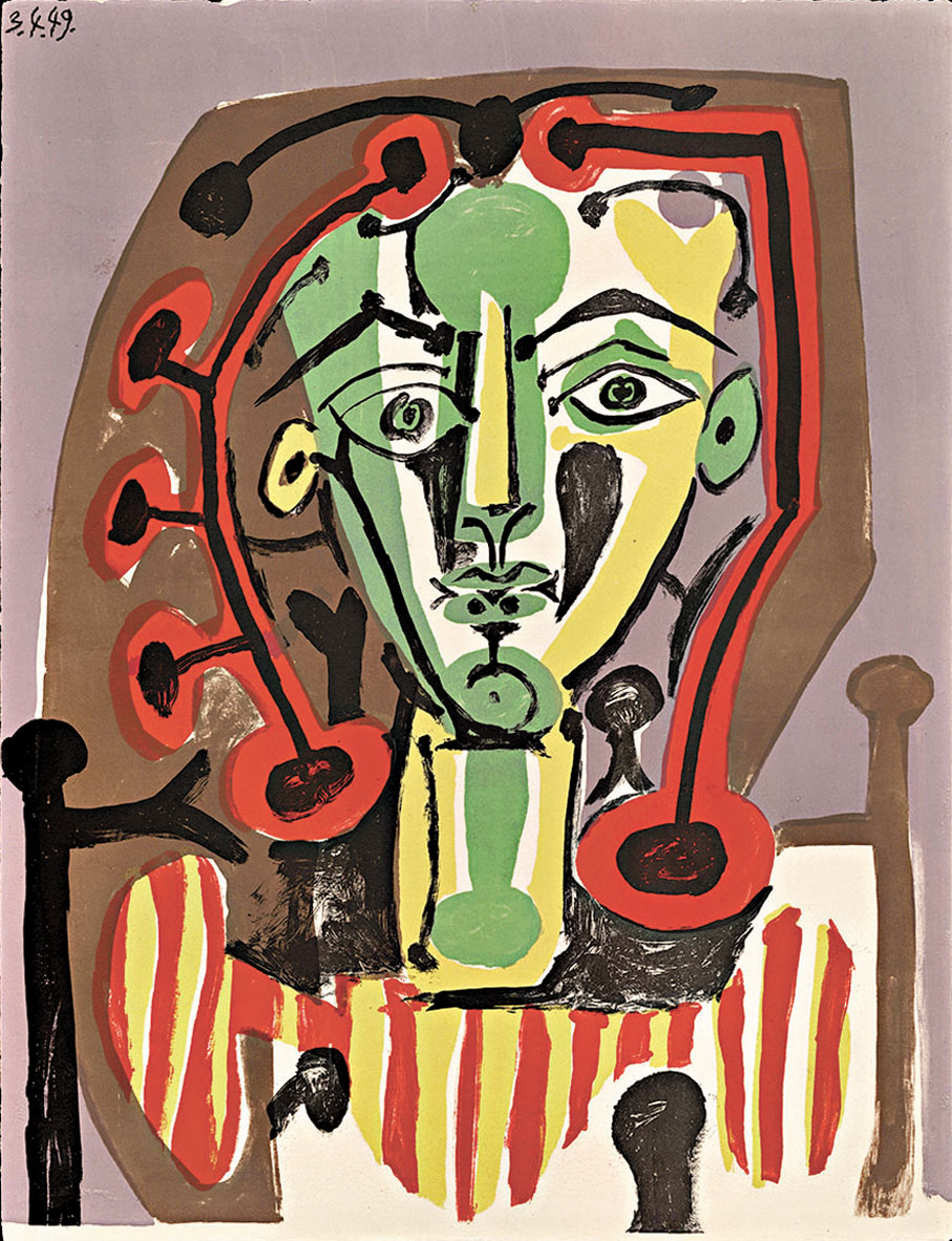 ●畢加索《身穿條紋緊身胸衣的人物》1949