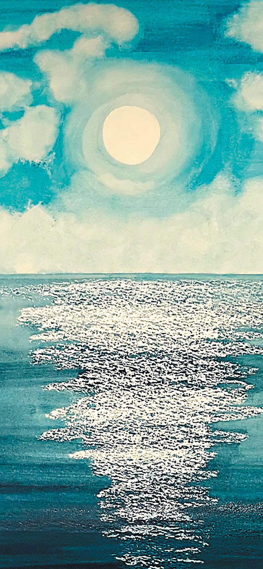 ●旅遊達人在100天海上假期學會了畫水彩畫，閃閃粼光是先塗蠟再着色的效果。作者供圖