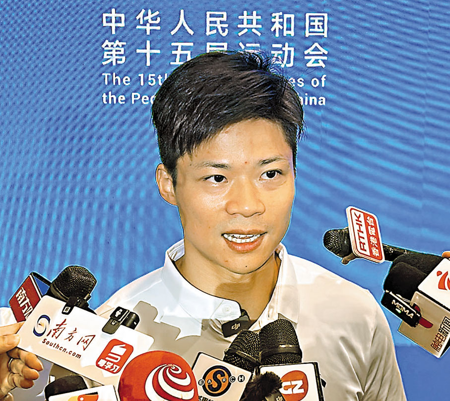 ●「亞洲飛人」蘇炳添對獎牌高度評價。香港文匯報記者敖敏輝  攝