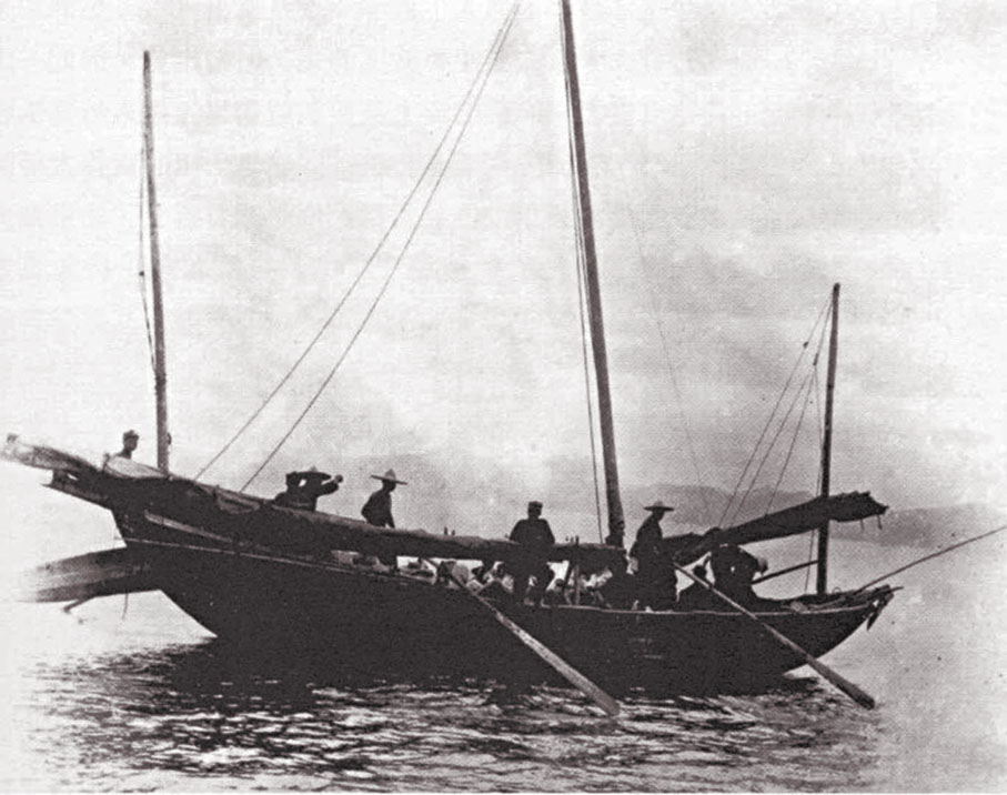 ●港九大隊海上中隊海上作戰的木船。