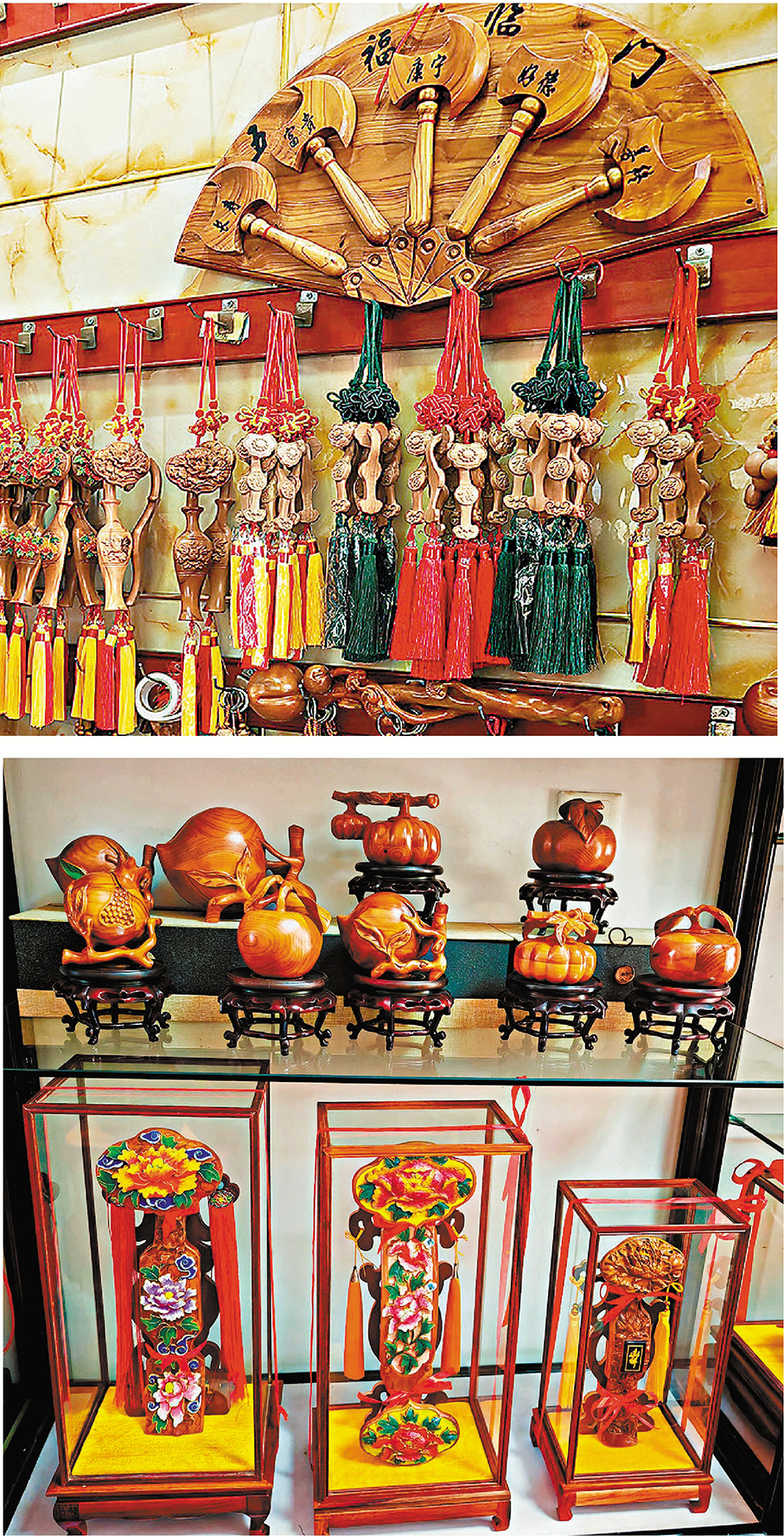 ●程銀貴雕刻作品。 記者殷江宏  攝