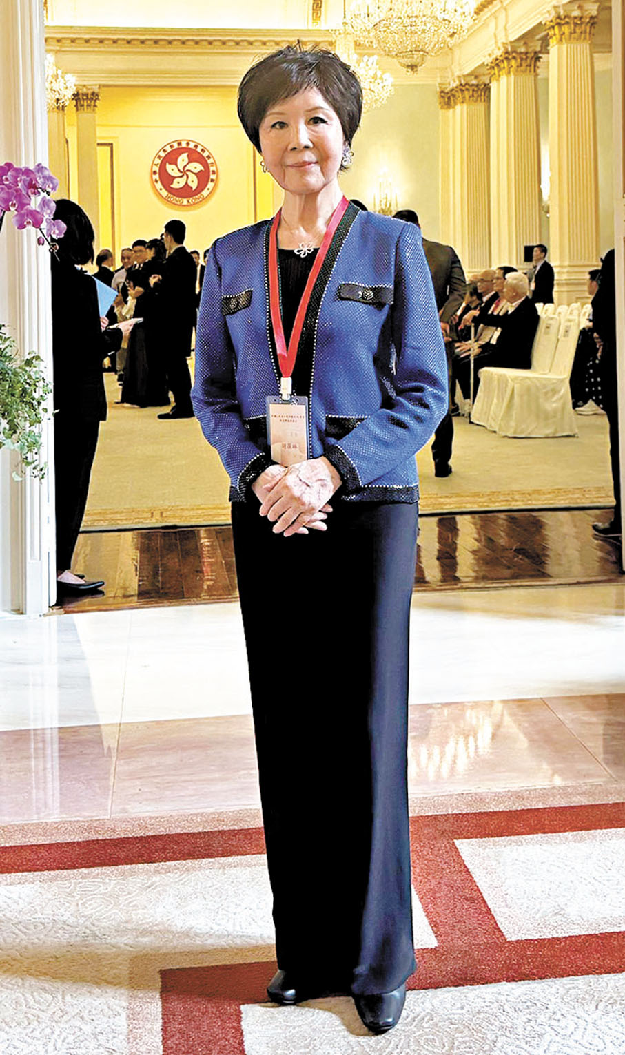 ●胡葆琳出席中國人民抗日戰爭勝利80周年紀念章頒授儀式。 受訪者供圖