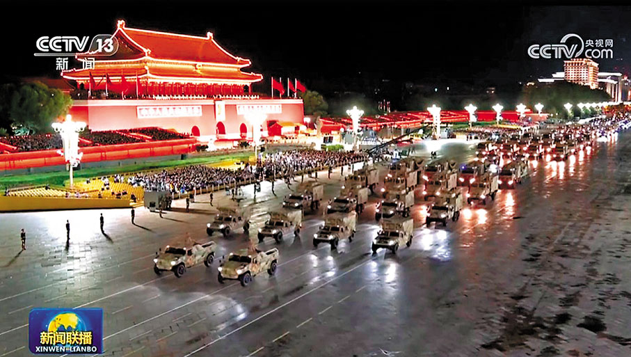 ●九三閱兵最後綵排， 完成全流程全要素預演。視頻截圖