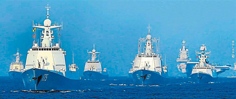 ●2018年舉行的南海大閱兵上,多型艦艇接受檢閱。