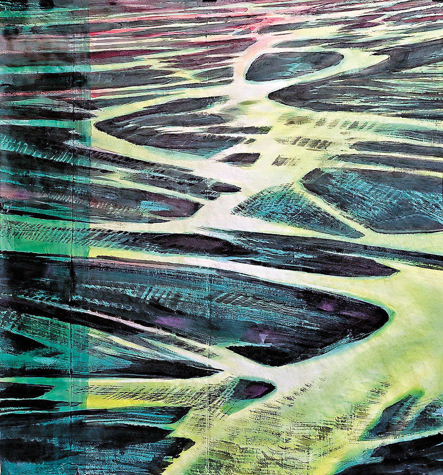 ●《天問·源》之三，90cm×97cm，水墨設色。 作者畫作