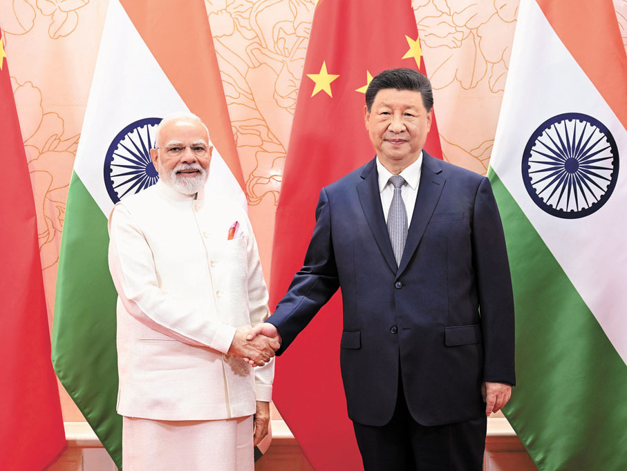 ●8月31日中午，國家主席習近平在天津迎賓館會見來華出席2025年上海合作組織峰會的印度總理莫迪。 新華社