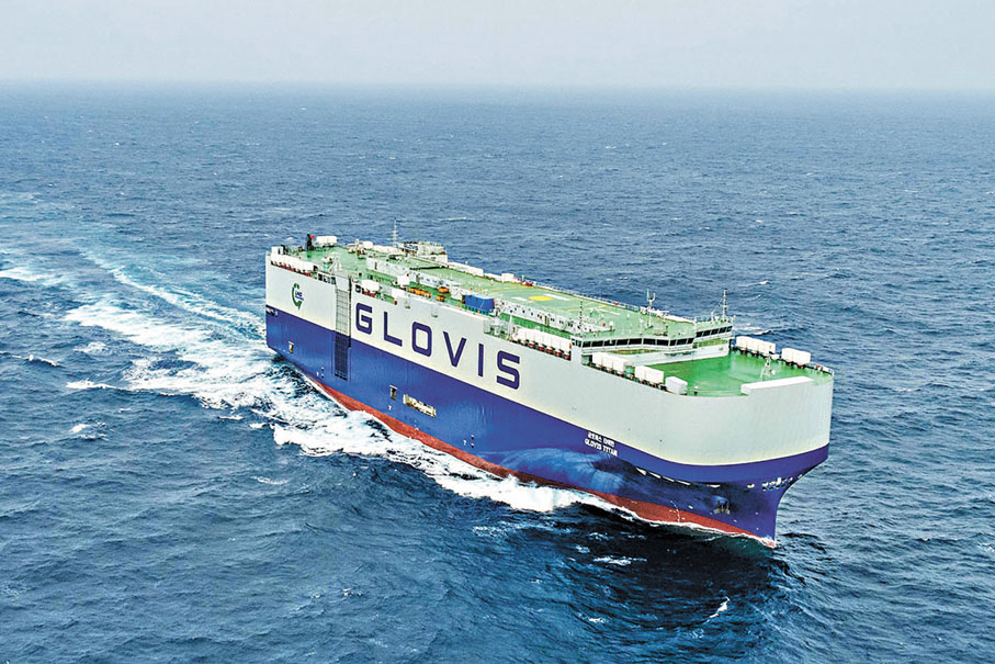 ●中船集團廣船國際為韓國HMM航運建造的8,600車汽車運輸船1號船。 香港文匯報廣州傳真