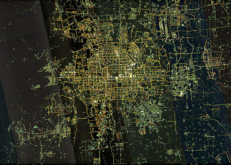 ●北京市微光遙感衛星影像圖。資料圖片