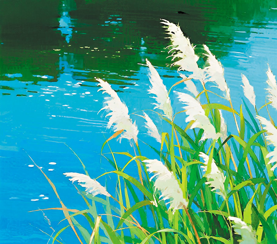 ●蘆葦隨風款擺。 AI繪圖