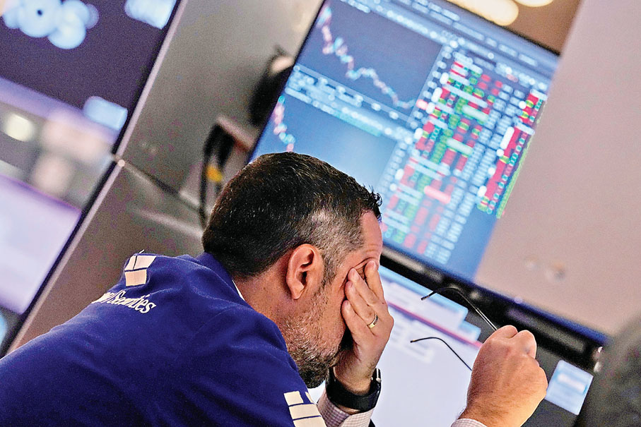 ●美國經濟數據轉差，股市氣氛卻樂觀，主要受減息憧憬支撐。圖為紐約證券交易所。 資料圖片