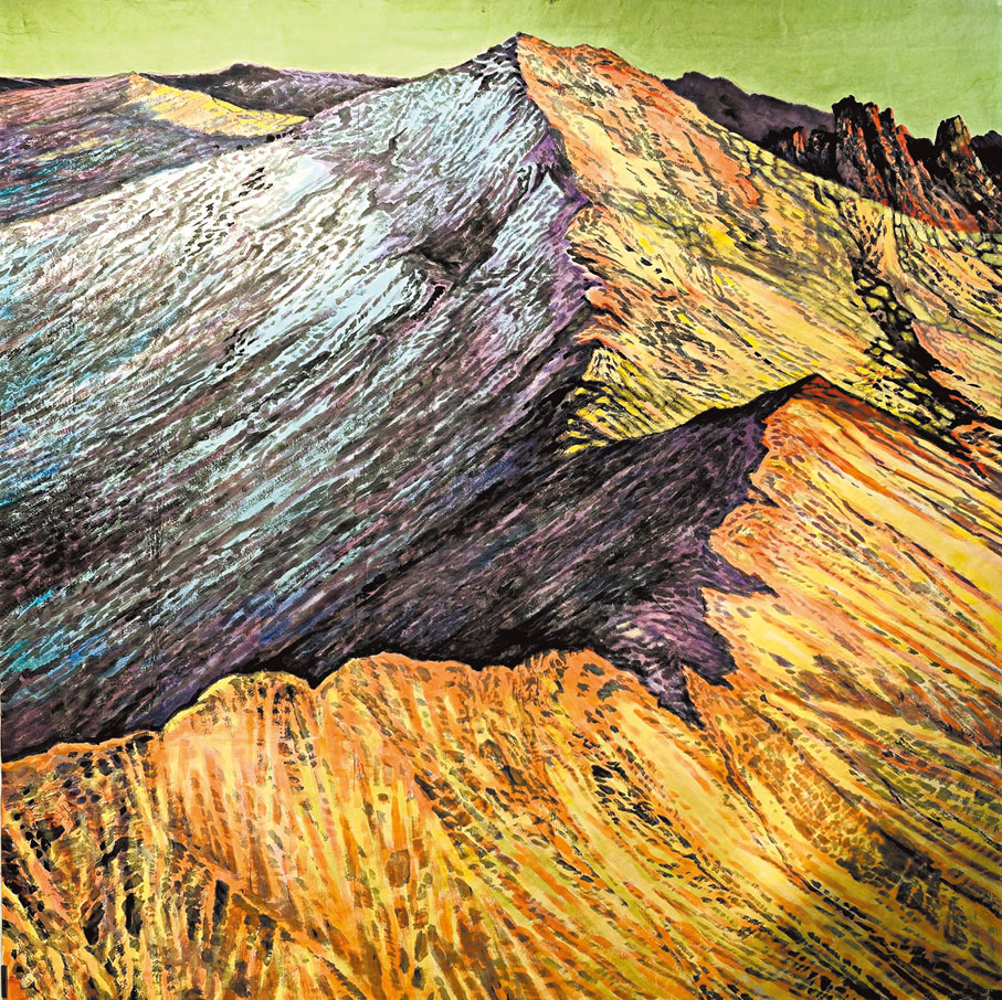 ●《金脊擎天》180cm×180cm水墨設色。 作者畫作