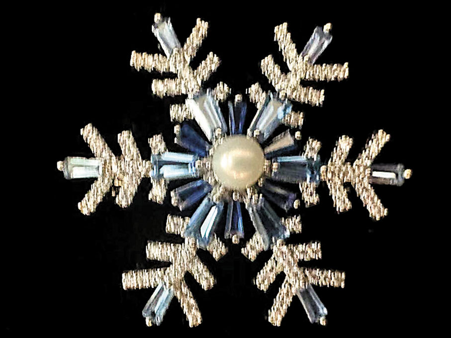 ●此以雪花為主題、鑲嵌東珠的文創產品是為第九屆亞冬會而設計。