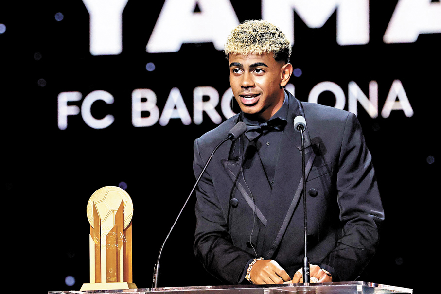 ●耶馬爾大熱當選最佳青年球員。 法新社