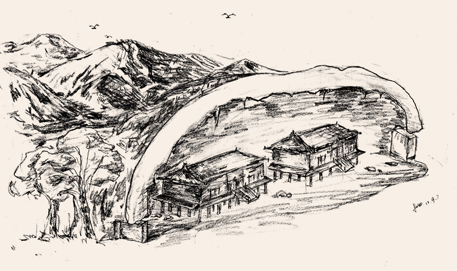 ●貴州安順華嚴洞臨時庫房復原示意圖。