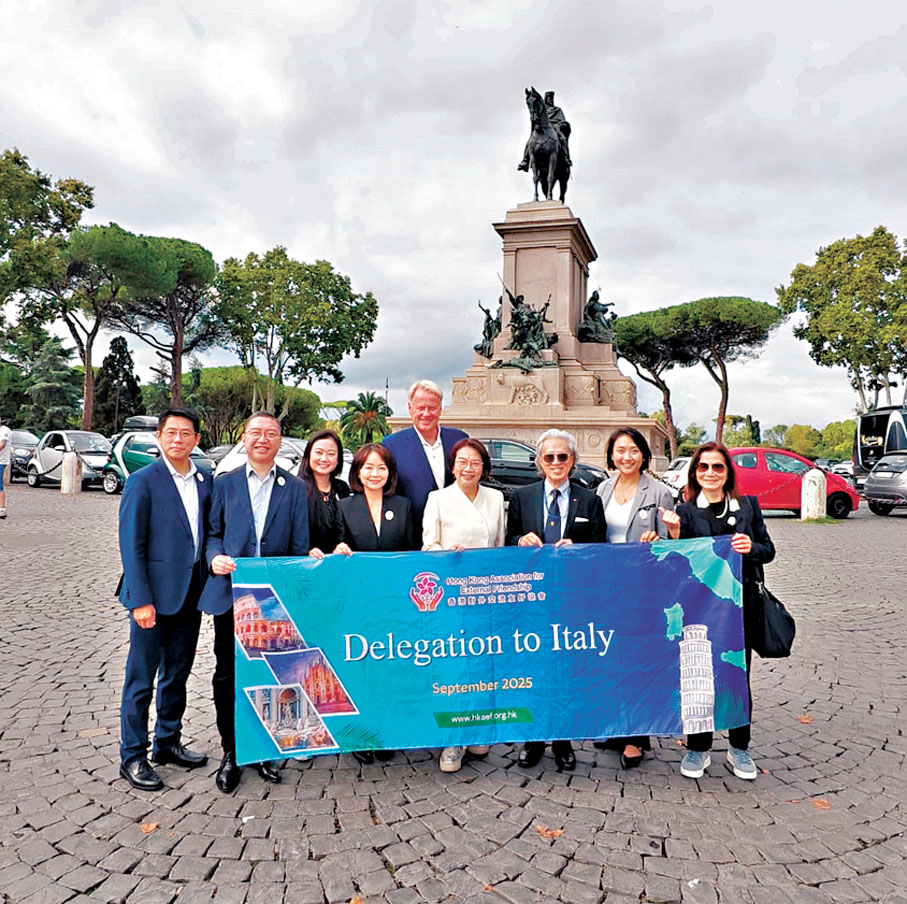 ●香港對外交流友好協會早前組團訪問意大利，對外宣傳香港「一國兩制」優勢。 受訪者供圖