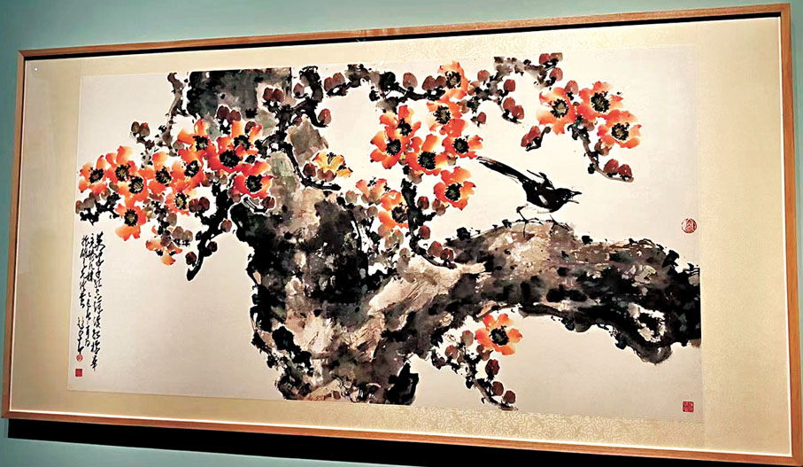 ●趙少昂1965年創作《紅梅》。