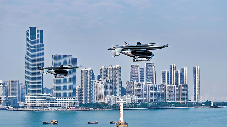 ●2024年2月，峰飛航空eVTOL完成深圳－珠海跨海飛行。 受訪者供圖