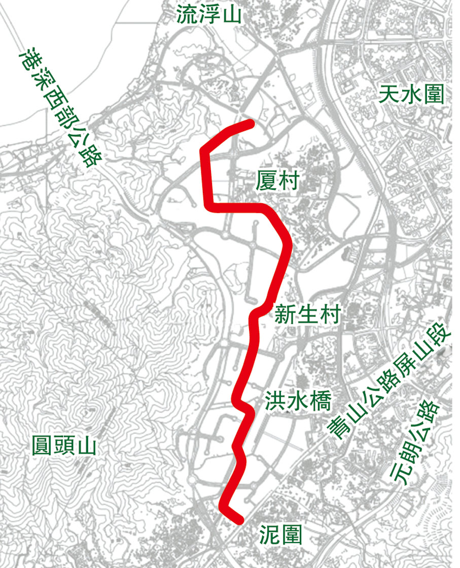 洪水橋厦村集體運輸系統（第一階段）位置