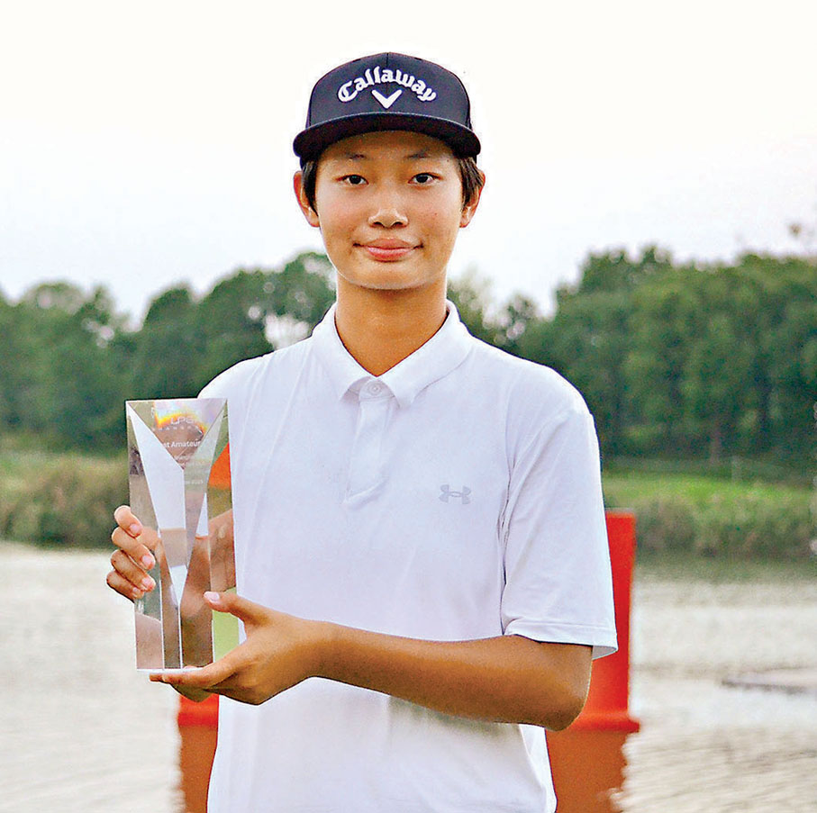 ●許贏以T7完賽，收穫最佳業餘球員殊榮。香港文匯報記者夏微  攝