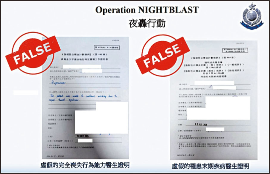 ●涉案人提交虛假醫生證明，非法提早取回強積金。