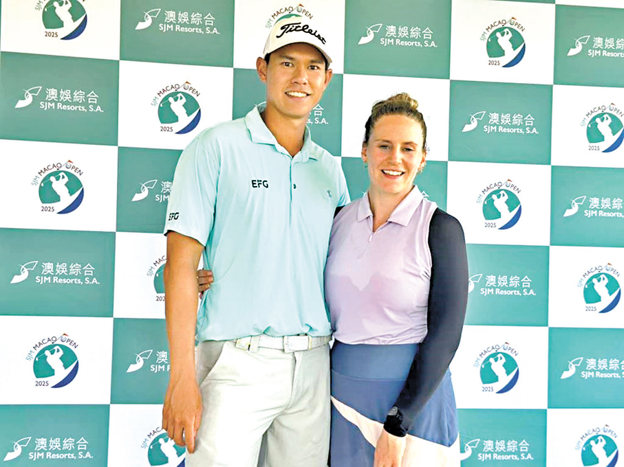 ●張雄熙（左）和Kaitlin將以「夫妻檔」出賽。香港文匯報記者郭正謙 攝