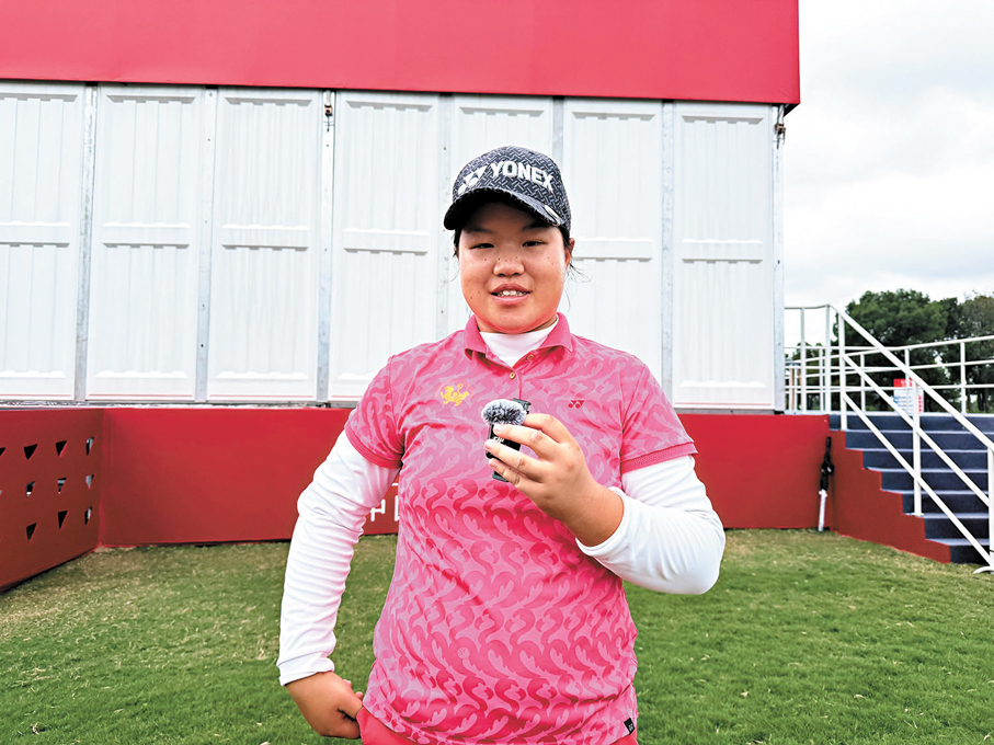 ●林心恩賽後接受採訪。 香港文匯報記者夏微 攝