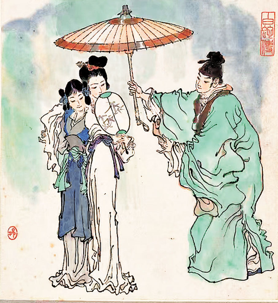 ●《白蛇傳》描述了修煉成人形的蛇妖與凡人的曲折愛情故事。圖為戴敦邦畫作《白蛇傳》。資料圖片