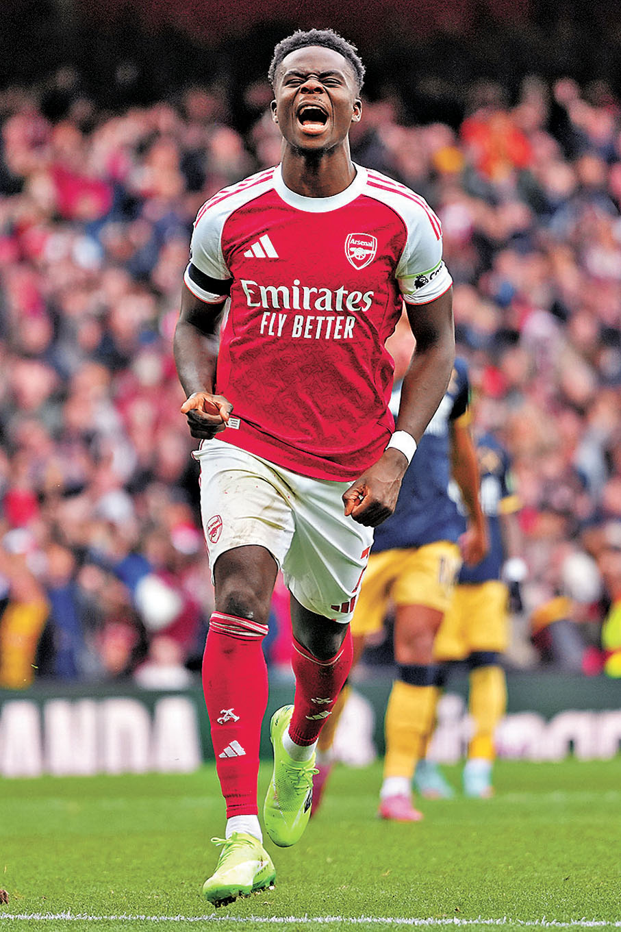 ●阿仙奴翼鋒布卡約沙卡近況大勇。  資料圖片