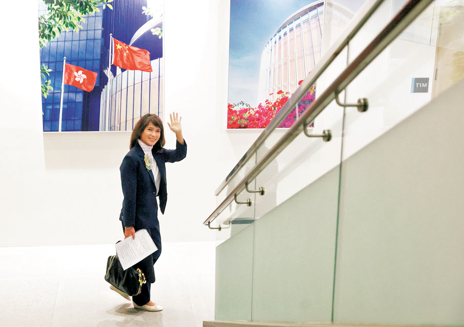 ●江玉歡昨日宣布，不會參與新一屆立法會選舉。 香港文匯報記者郭木又  攝