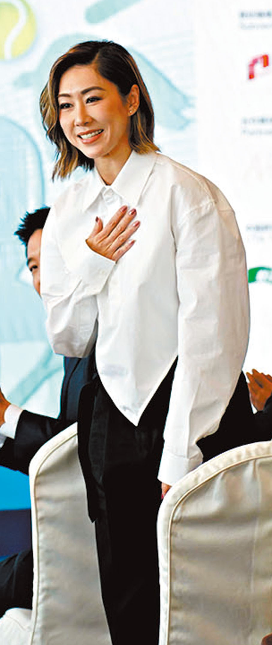 ●胡定欣滿面春風。   香港文匯報記者張發兒 攝