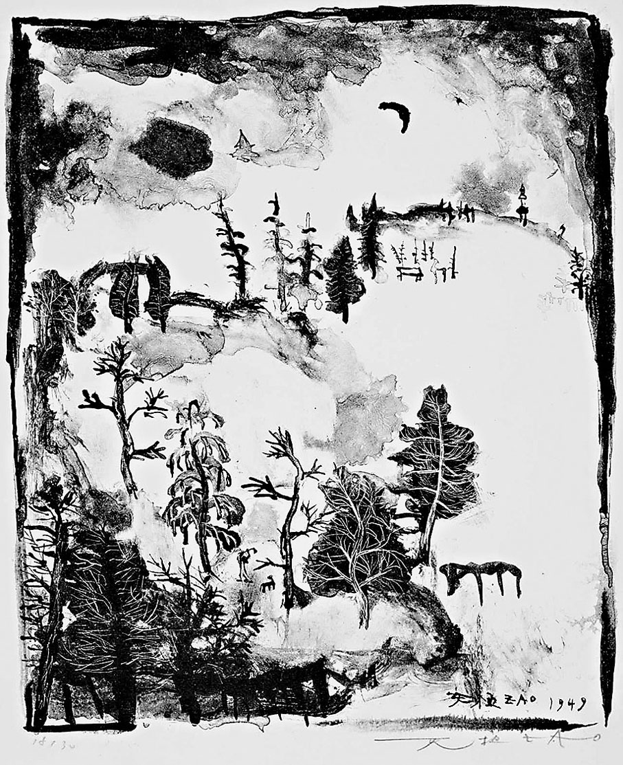 ●趙無極《有新月的風景》1949年 石版印刷  M+供圖