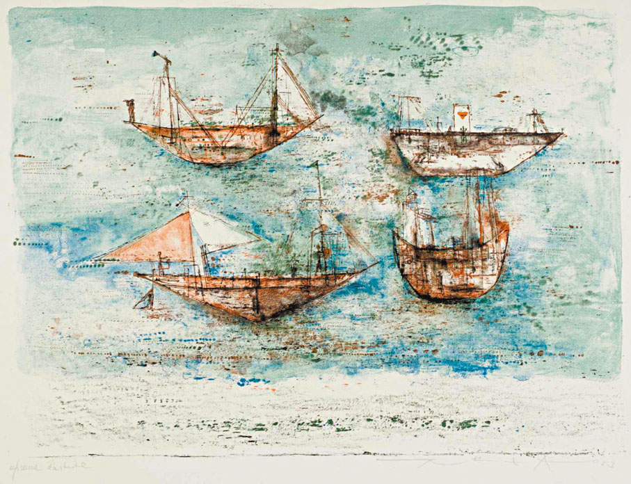 ●趙無極《海上帆船》1953年 石版印刷 M+供圖