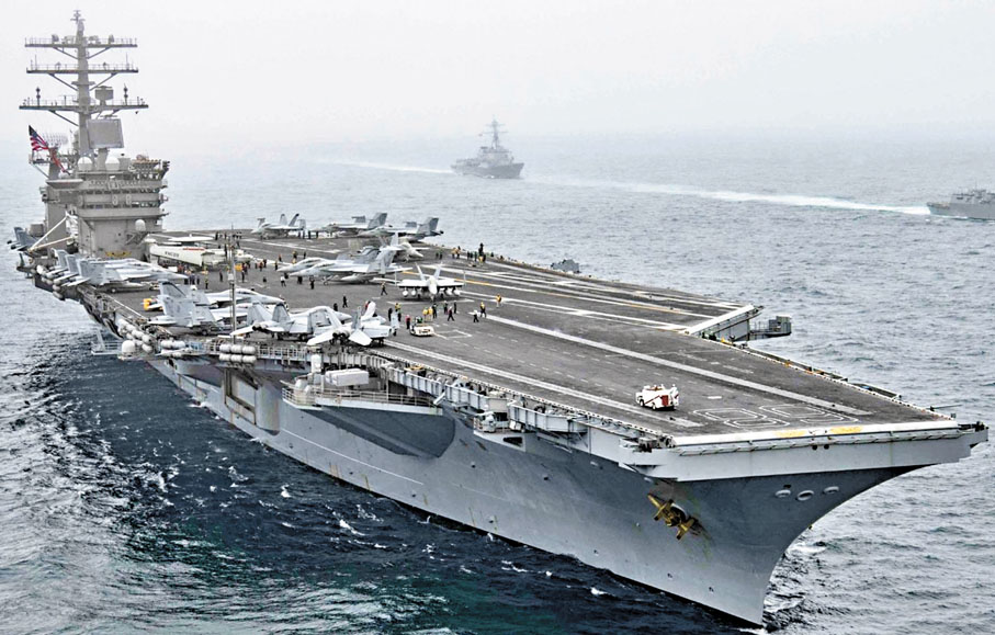 ●涉事美軍航母「尼米茲」號自1975年開始服役，預計明年5月退役。 資料圖片
