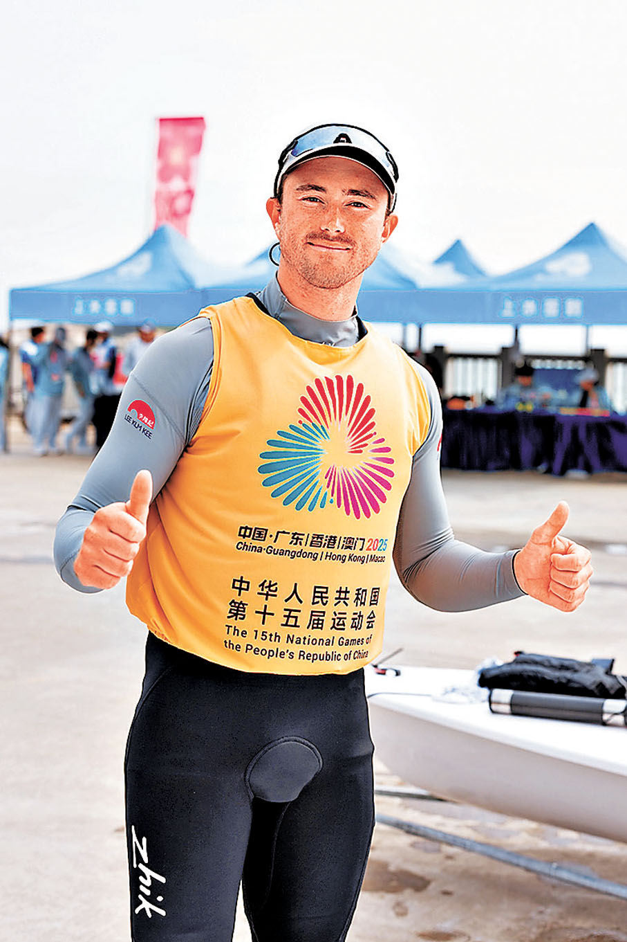 ●港隊帆船代表貝俊龍憑穩定發揮奪金。 中國香港帆船運動總會圖片